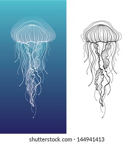 Абстрактная графическая иллюстрация медуз в векторе