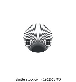 Abstract graphic illustration of lines forming an illusion in a circular shape