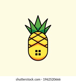 Abstract graphic illustration of a pineapple in the form of a house