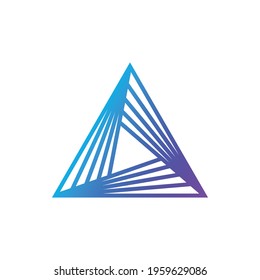 Abstract graphic illustration of a triangle with a pattern of lines
