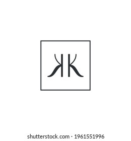Abstract graphic illustration of two letters K in a square frame. It can be used as a logo sign, serve as part of the design in the graphic design of different projects
