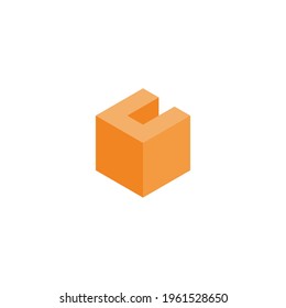 Abstract graphic illustration of volumetric cube. It can be used as a logo sign, serve as part of the design in the graphic design of different projects