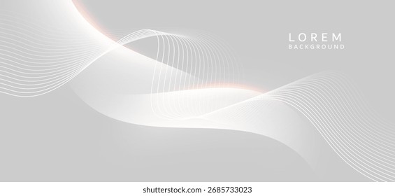 Abstractas Imagen gráfica en tonos gris claro a blanco, que consiste en líneas onduladas blancas que fluyen y se curvan sobre un fondo gris.
