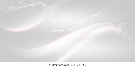 An abstract graphic image using gray and white tones. The image uses gentle and delicate lines and circles. It is suitable as a background for works that emphasize simplicity, tranquility and luxury.