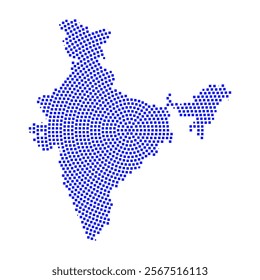 Abstract graphic India map from pixel blue on a white background. Vector illustration.