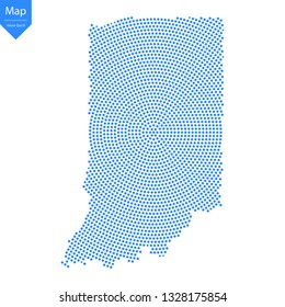 Abstract graphic Indiana map from point blue on a white background. Vector illustration.