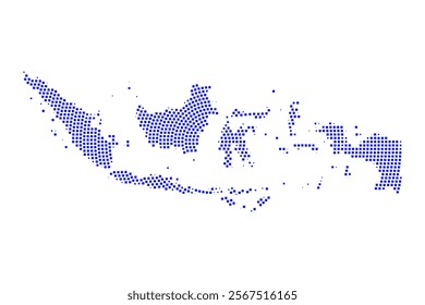 Abstract graphic Indonesia map from pixel blue on a white background. Vector illustration.