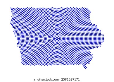 Abstract graphic Iowa map from pixel blue on a white background. Vector illustration.
