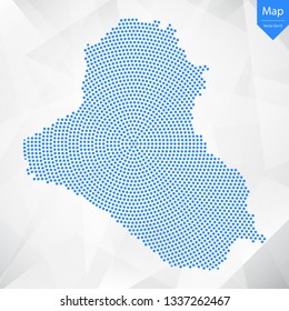 Abstract graphic Iraq map from point blue on a white background. Vector illustration.