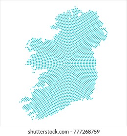 Abstract graphic Ireland Map of blue round dots. Vector illustration Eps 10.
