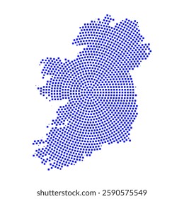 Abstract graphic Ireland map from pixel blue on a white background. Vector illustration.