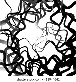 Abstract graphic with irregular, random lines. Artistic monochrome graphic.