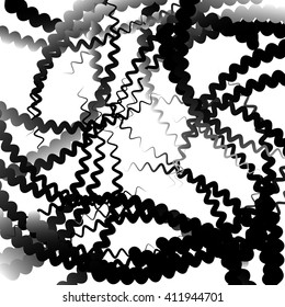 Abstract graphic with irregular, random lines. Artistic monochrome graphic.