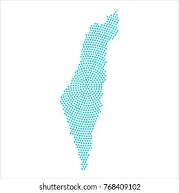 Abstract graphic Israel map of blue round dots. Vector illustration eps10.