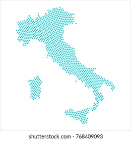 Abstract graphic Italy map of blue round dots. Vector illustration eps10.