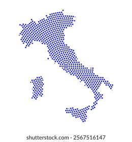 Abstract graphic Italy map from pixel blue on a white background. Vector illustration.
