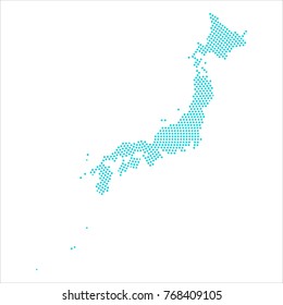 Abstract graphic Japan map of blue round dots. Vector illustration eps10.