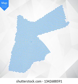 Abstract graphic Jordan map from point blue on a white background. Vector illustration.