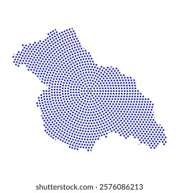 Abstract graphic Kashmir map from pixel blue on a white background. Vector illustration.