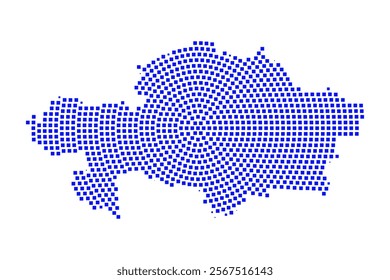 Abstract graphic Kazakhstan map from pixel blue on a white background. Vector illustration.