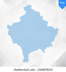 Abstract graphic Kosovo map from point blue on a white background. Vector illustration.