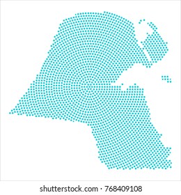 Abstract graphic Kuwait map of blue round dots. Vector illustration eps10.