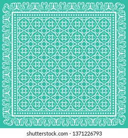 Abstract graphic lace background. Geometric line pattern with doodle frame for silk scarf, hijab shawl design. Tribal ethnic ornament for textile fabric, paper print. Fashion illustration