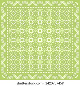 Abstract graphic lace background. Geometric line pattern with doodle frame for silk scarf, hijab shawl design. Tribal ethnic ornament for textile fabric, paper print. Fashion illustration