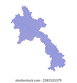 Abstract graphic Laos map from pixel blue on a white background. Vector illustration.