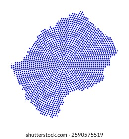 Abstract graphic Lesotho map from pixel blue on a white background. Vector illustration.