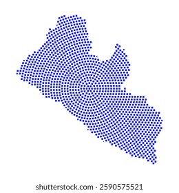 Abstract graphic Liberia map from pixel blue on a white background. Vector illustration.