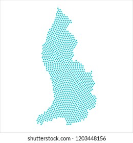 Abstract graphic Liechtenstein map of blue round dots. Vector illustration eps10. 