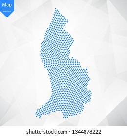 Abstract graphic Liechtenstein map from point blue on a white background. Vector illustration.