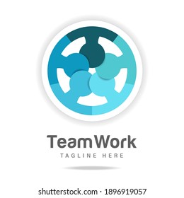 Resumen logotipo gráfico equipo inteligente trabajar juntos círculo humano empresarial con personas de la comunidad de comunicación.Diseñar la amistad de grupo de iconos de plantilla.Signo de Team Building, unidad de símbolos, educación.Vector