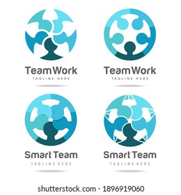 Abstract graphic logo smart team work together business human circle with connect communication community people.Design template icon group friendship.Team Building sign,symbol unity, education.Vector