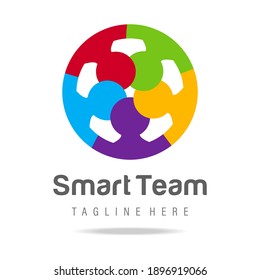 Abstract graphic logo smart team work together business human circle with connect communication community people.Design template icon group friendship.Team Building sign,symbol unity, education.Vector