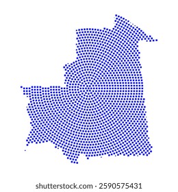 Abstract graphic Mauritania map from pixel blue on a white background. Vector illustration.