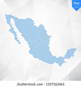 Abstract graphic Mexico map from point blue on a white background. Vector illustration.