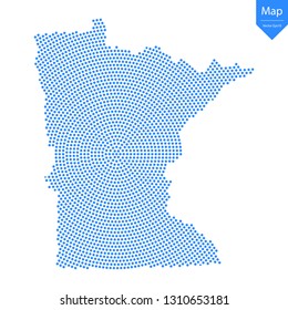 Abstract graphic Minnesota map from point blue on a white background. Vector illustration.