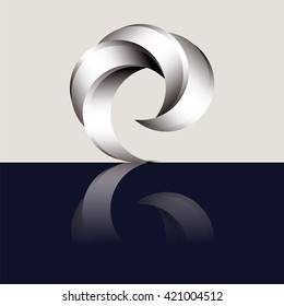 abstract graphic modern creative element in black and white with reflection logo design isolated art illustration vector