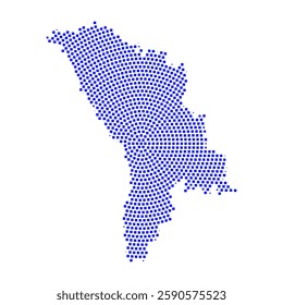 Abstract graphic Moldova map from pixel blue on a white background. Vector illustration.
