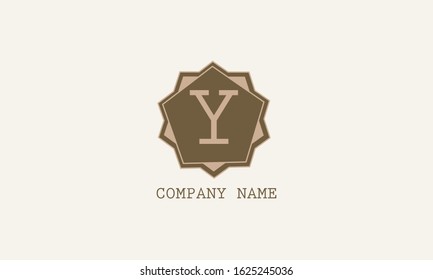 Abstract graphic monogram with the initial letter Y in brown. Design of logo of emblem of enterprise, organization, institution.