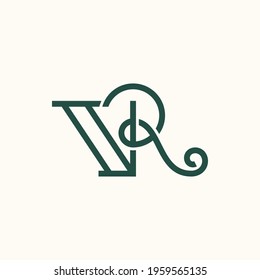 Abstract graphic monogram of letters V and R