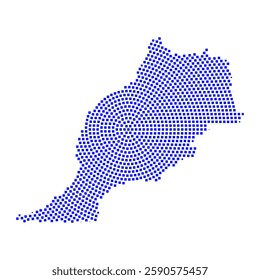Abstract graphic Morocco map from pixel blue on a white background. Vector illustration.