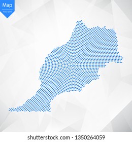 Abstract graphic Morocco map from point blue on a white background. Vector illustration.