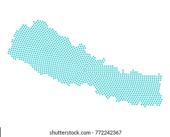 Abstract graphic Nepal map of blue round dots. Vector illustration eps10.