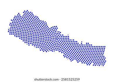 Abstract graphic Nepal map from pixel blue on a white background. Vector illustration.