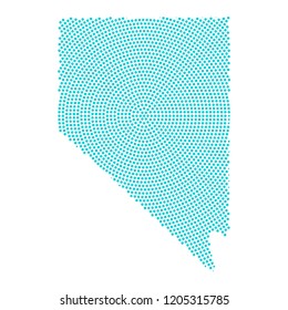 Abstract graphic Nevada map of blue round dots. Vector illustration eps10. 