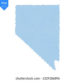 Abstract graphic Nevada map from point blue on a white background. Vector illustration.