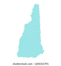 Abstract graphic New Hampshire map of blue round dots. Vector illustration eps10. 